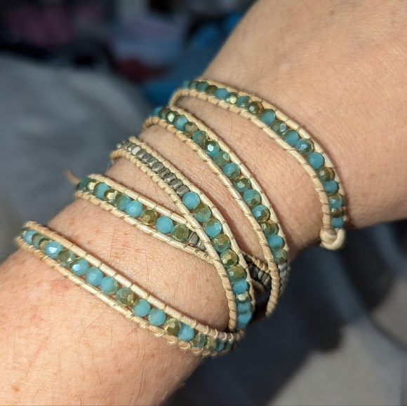 Nakomal Amazonite Bracelet with natural stones - 5x wrap - Picture 6 of 16